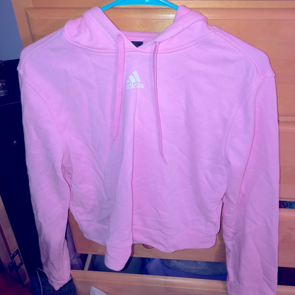 Adidas pink cropped hoodie